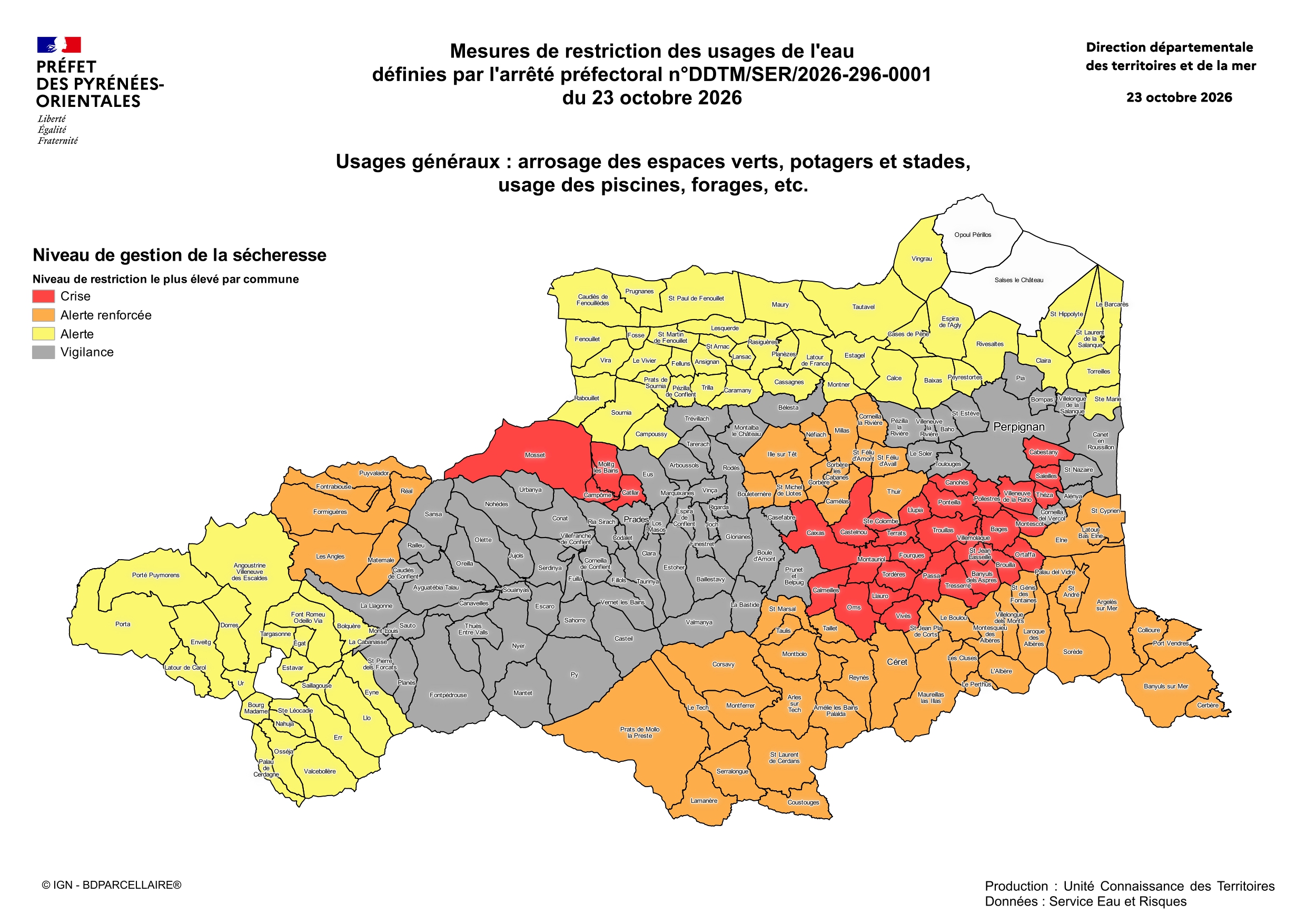Mesures de restriction d’eau : arrêté préfectoral du 23/10/2026
