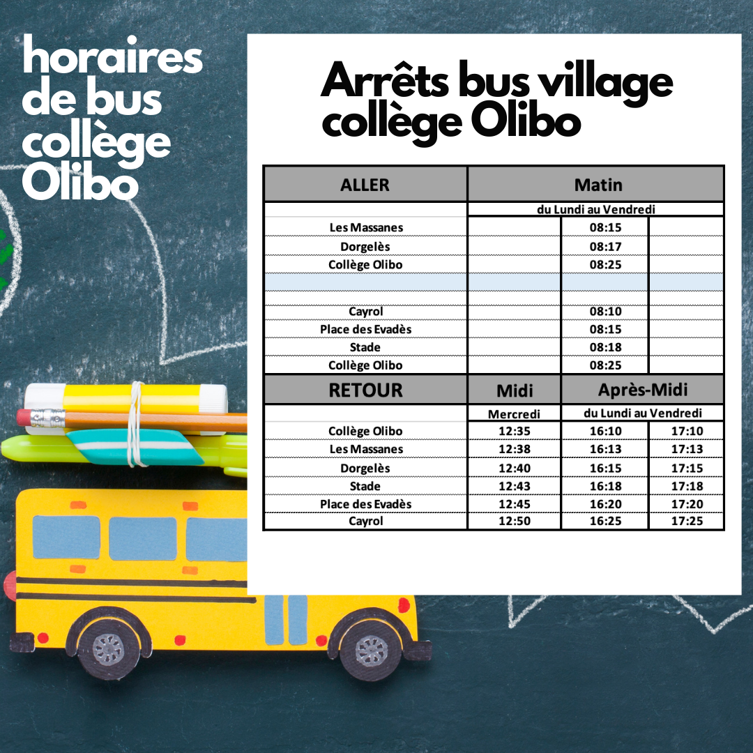 horaires de bus college Olibo 1