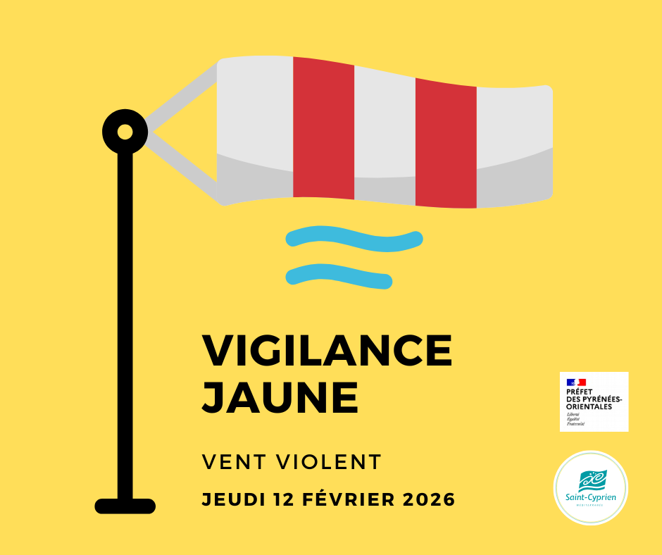 Vigilance jaune vents violents jeudi 12 février 2026