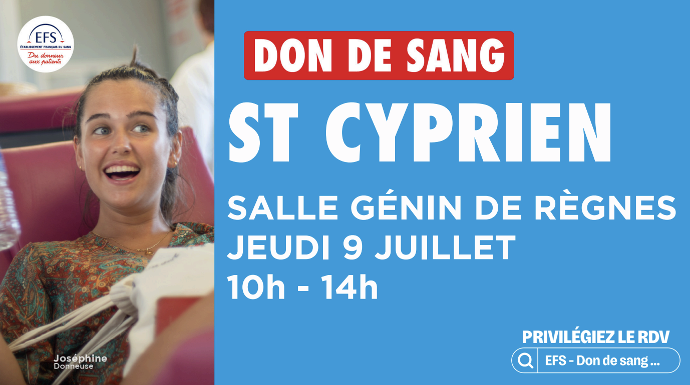 Collecte de sang jeudi 9 juillet de 10h à 14h