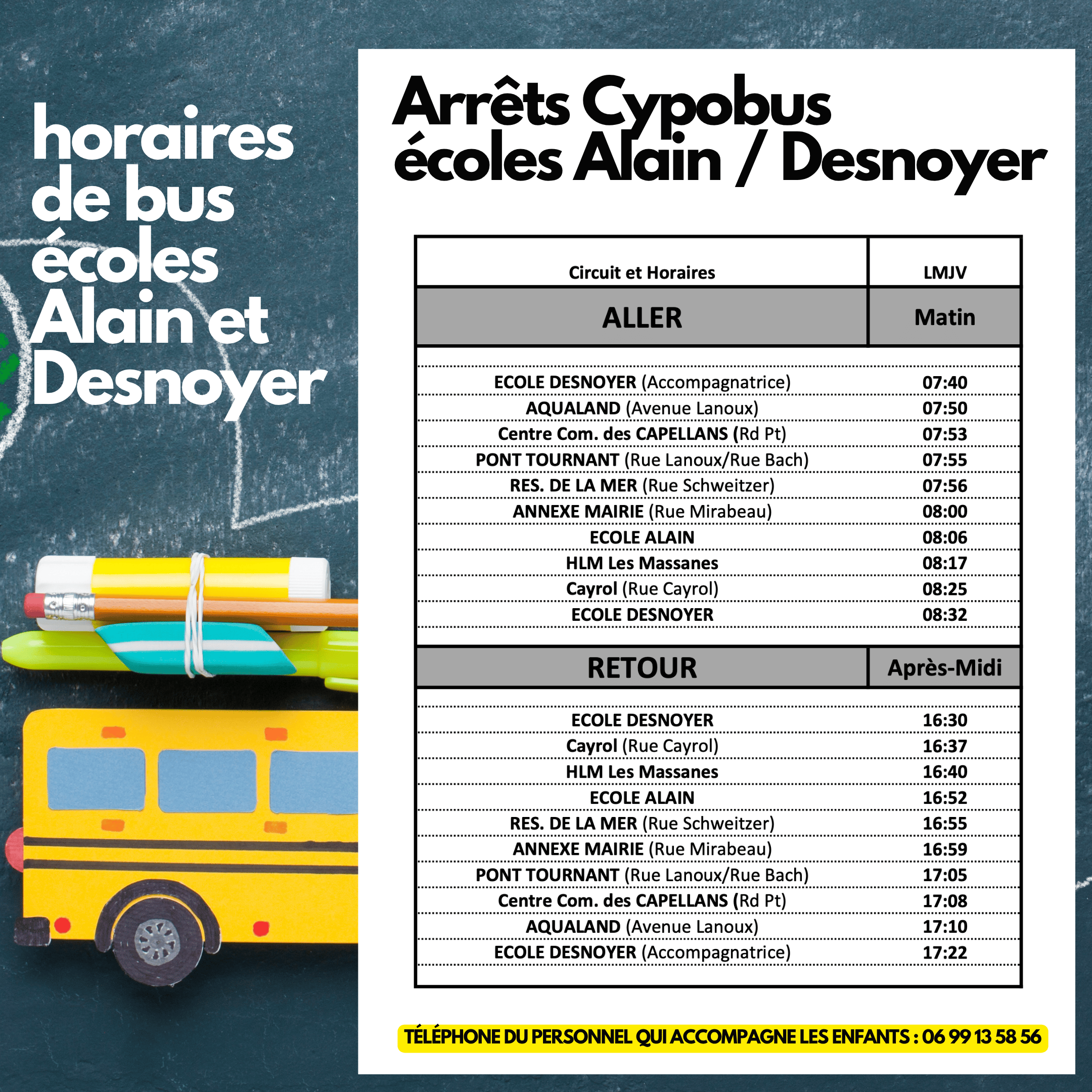 horaires de bus alain et desnoyer